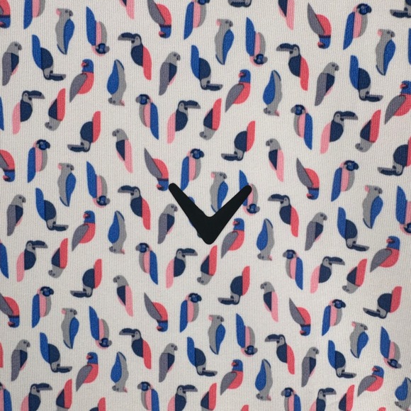 Callaway Golf Polo Shirt Mens XL All Over Parrot Print Short Sleeve Button Up - Picture 3 of 8